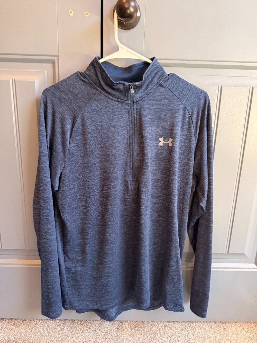 Under Armour Blue Heather Quarter-Zip Pullover — Medium
